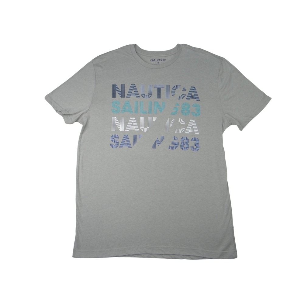 Nautica Sailin 83 Graphic T Shirt Gray XL Cotton Blend Short Sleeve Tee